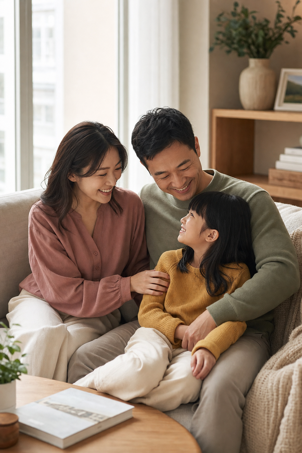 Family enjoying relaxed time at home