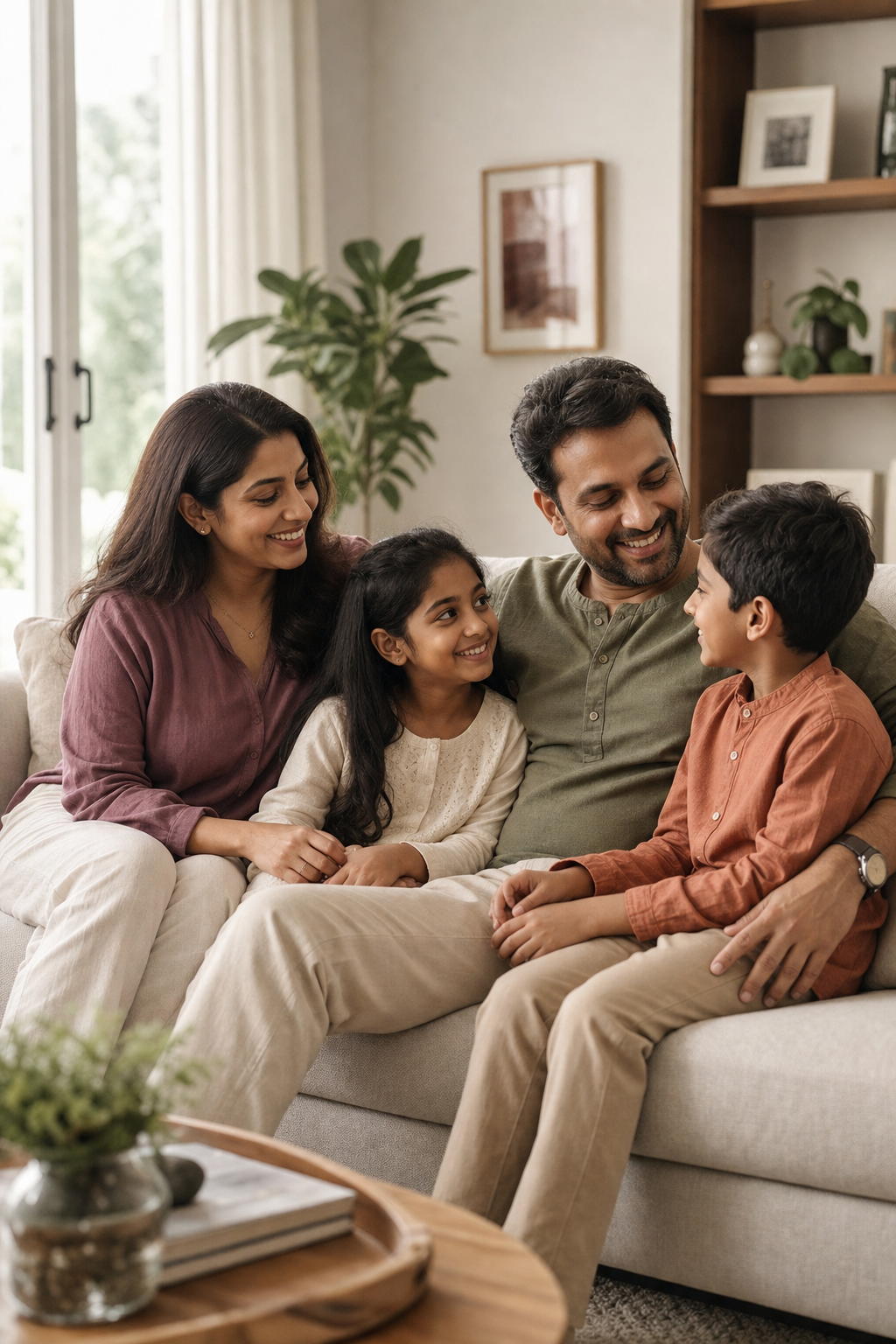 Family enjoying relaxed time at home