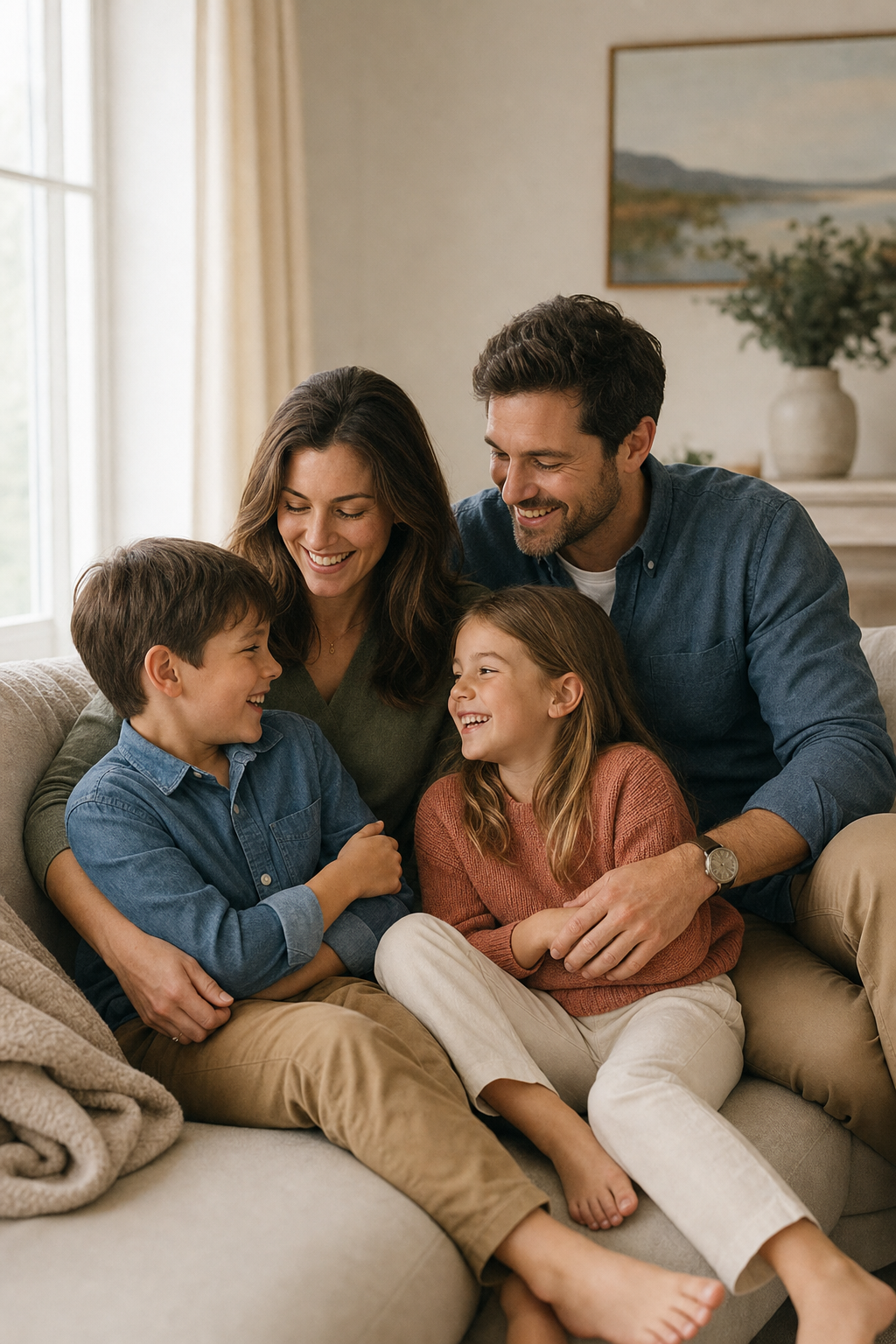 Family enjoying relaxed time at home